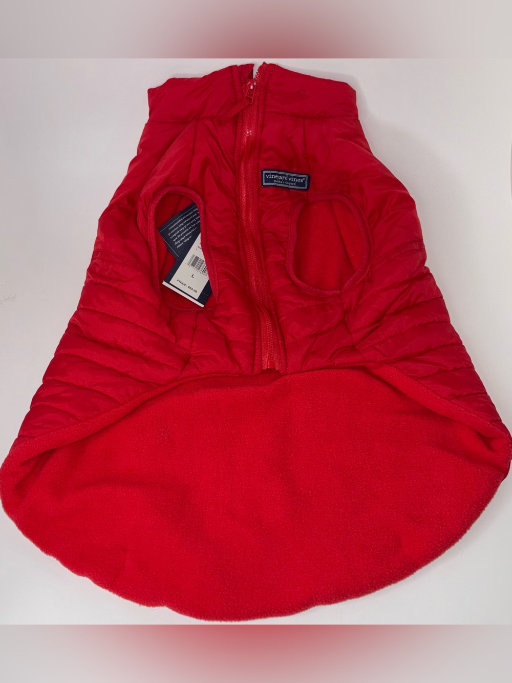 Vineyard Vines Dog Pet Puffer Jacket Large Red Fleece $64 NWT